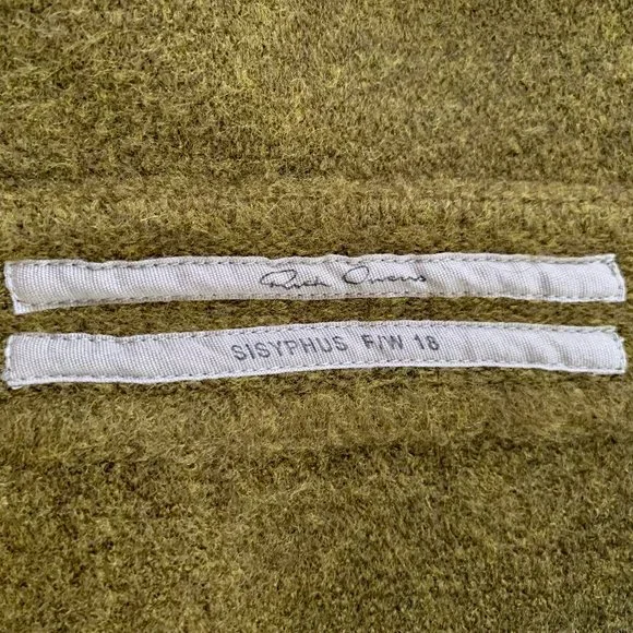 NWT RICK OWENS FW 18 Sisyphus Zip Up "Dirty Green" Hooded Sweater Wool Gorgeous - Picture 3 of 15